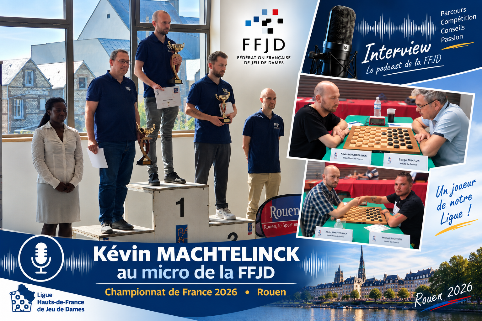 « Kévin Machtelinck au micro de la FFJD après le Championnat de France 2026 ».